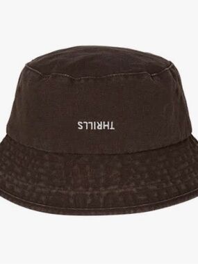 Thrills Poster Brown Embroidered Logo Minimal Bucket Hat
